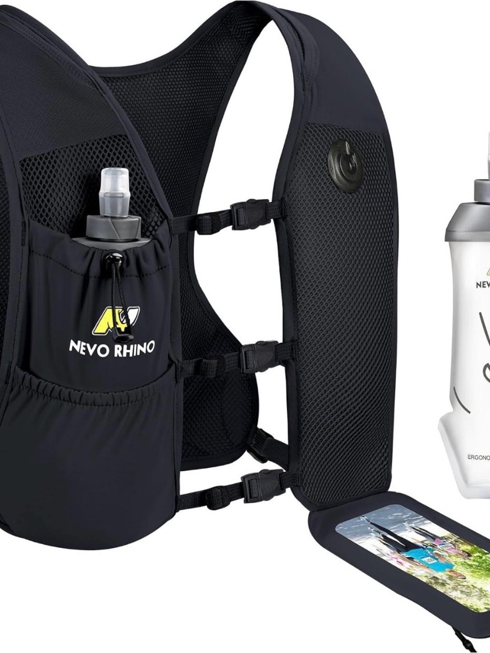 Black Hydration Running Vest with Phone Pocket